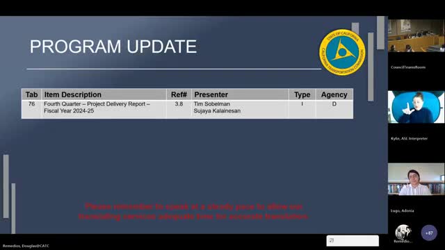 Caltrans reports 83% fiscal‑year delivery and new risk‑reduction initiatives to CTC