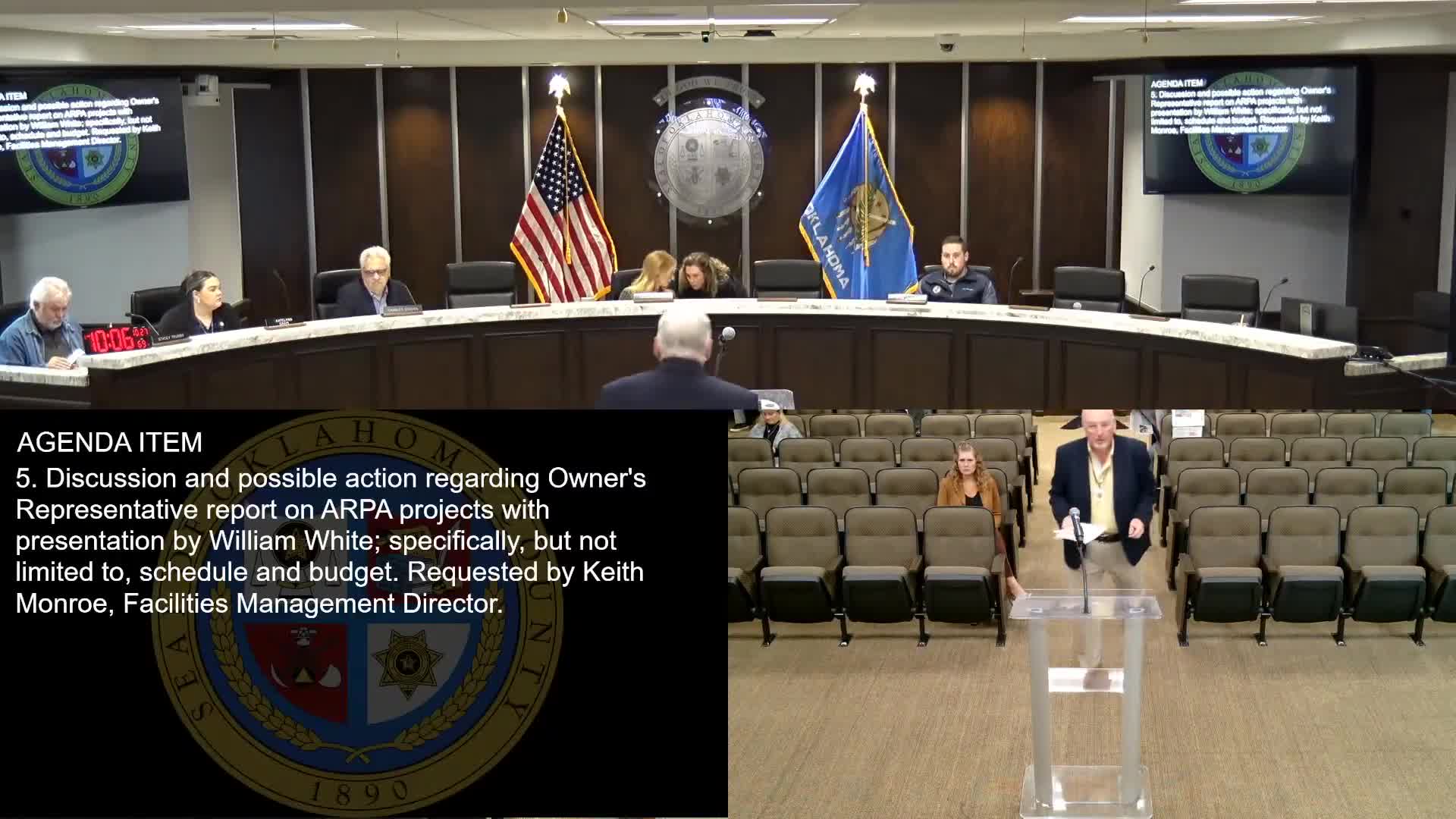 Owner's representative reports progress and weather-related delays on multiple county projects