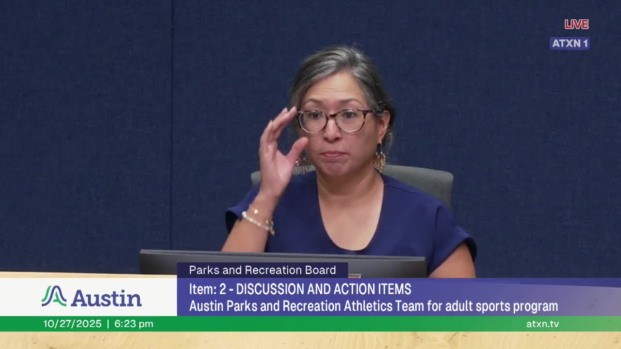 Parks and Recreation Board praises adult athletics, approves letter of support unanimously
