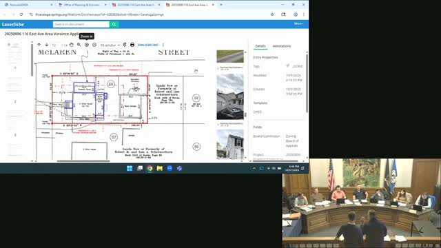 ZBA continues public hearing on addition at 116 East Avenue; board requests neighborhood footprint data