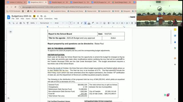 School board approves 2025–26 budget adjustments and sets $46.26 million levy