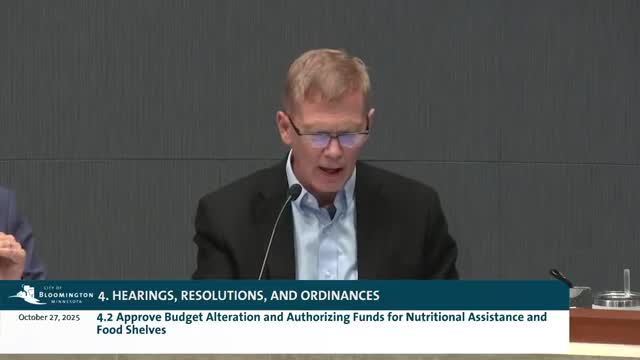 Bloomington authorizes contingency budget changes to support food access if federal SNAP/WIC benefits pause