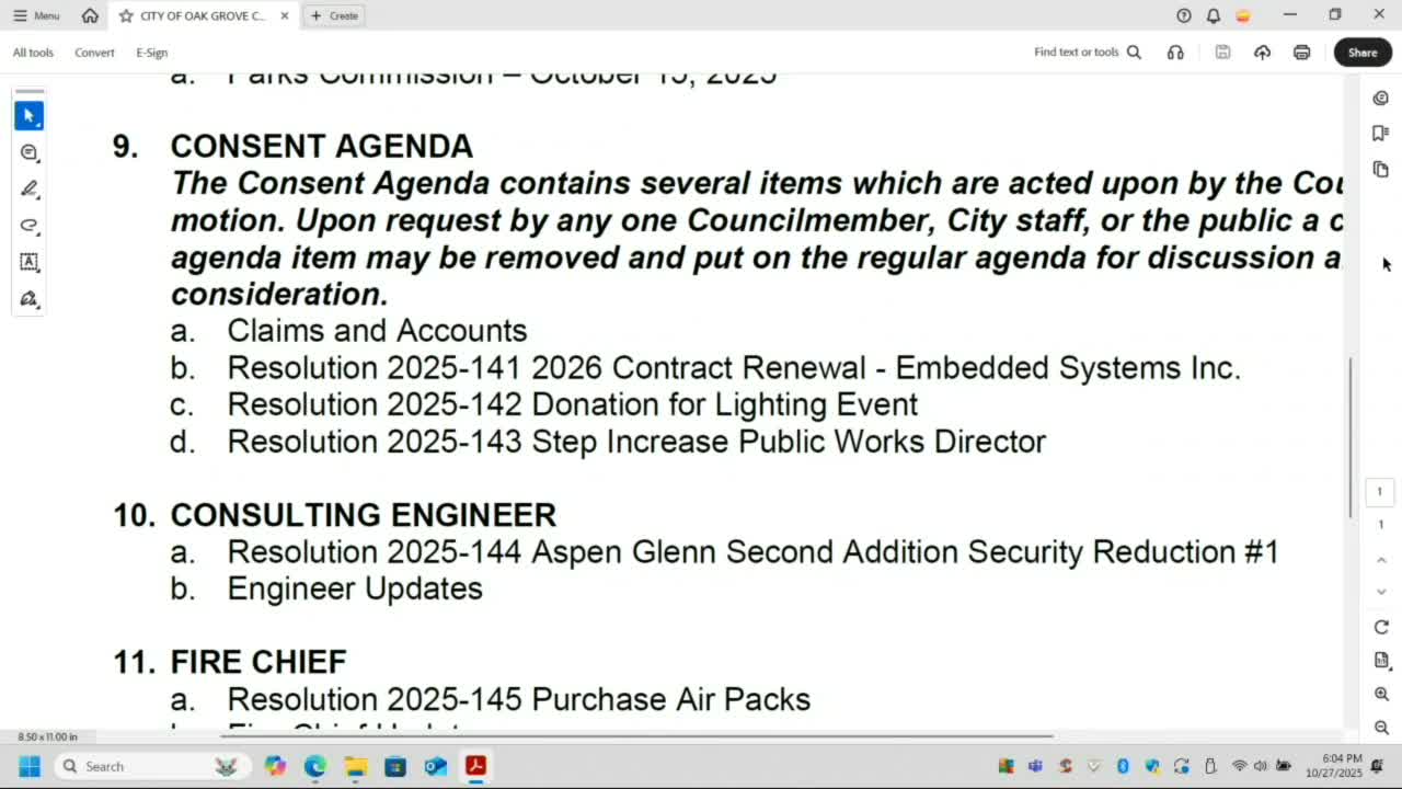 Votes at a glance: council approves claims, donations, Aspen Glen security reduction and other routine business
