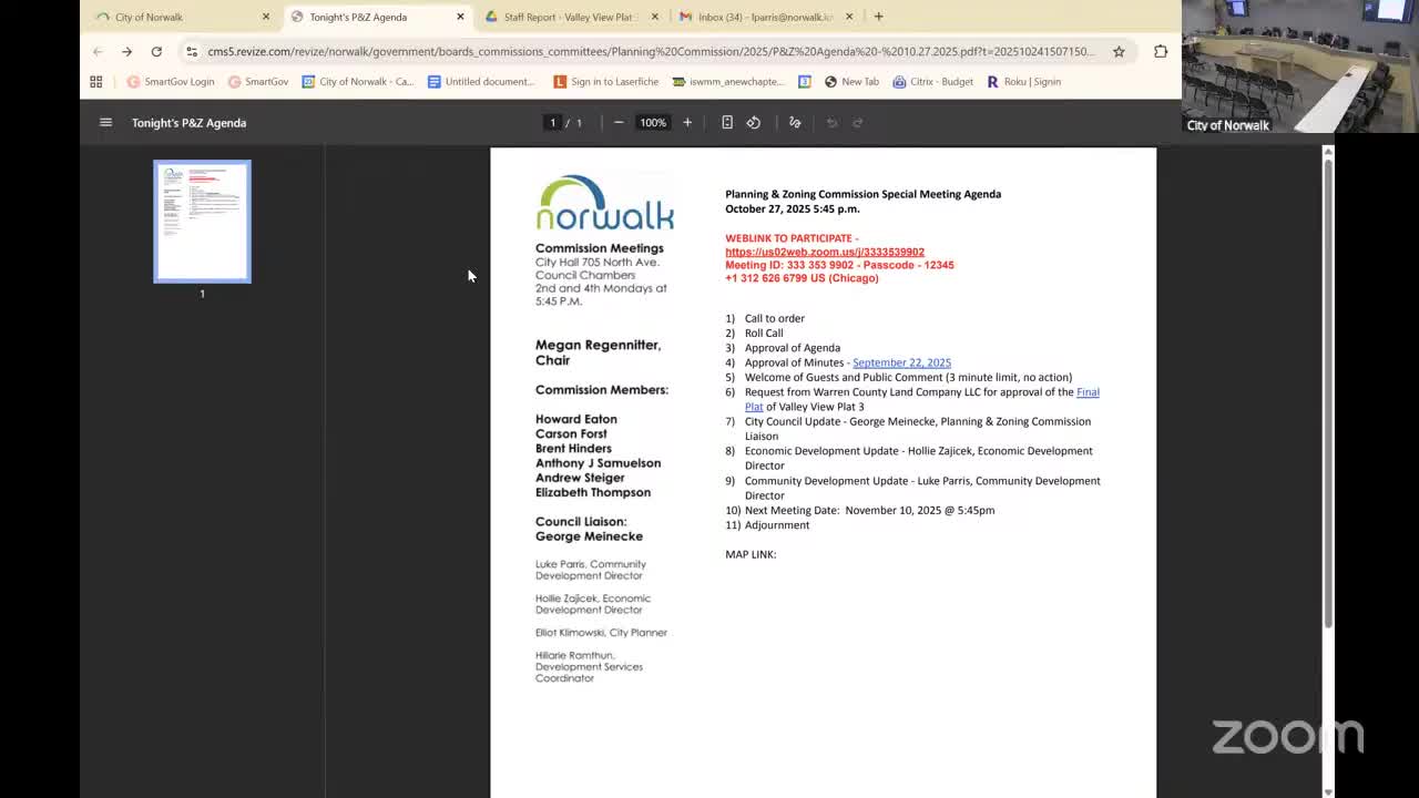 Norwalk planning commission approves final plat for Valley View Plat 3