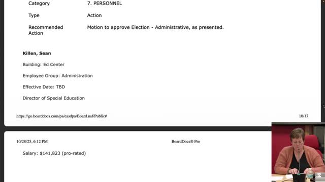 Easton Area School District approves personnel package including 2% raises for four administrators amid public objections