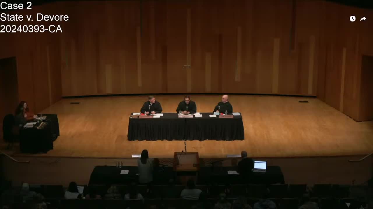 Court hears challenge to timing of restitution request and sufficiency of evidence in State v. Devore