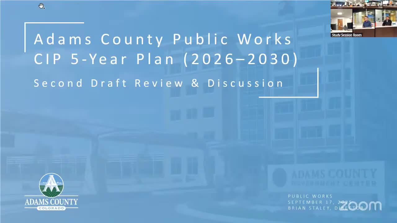 Adams County staff present 5‑year CIP; commissioners direct stakeholder process for new fuels impact funds