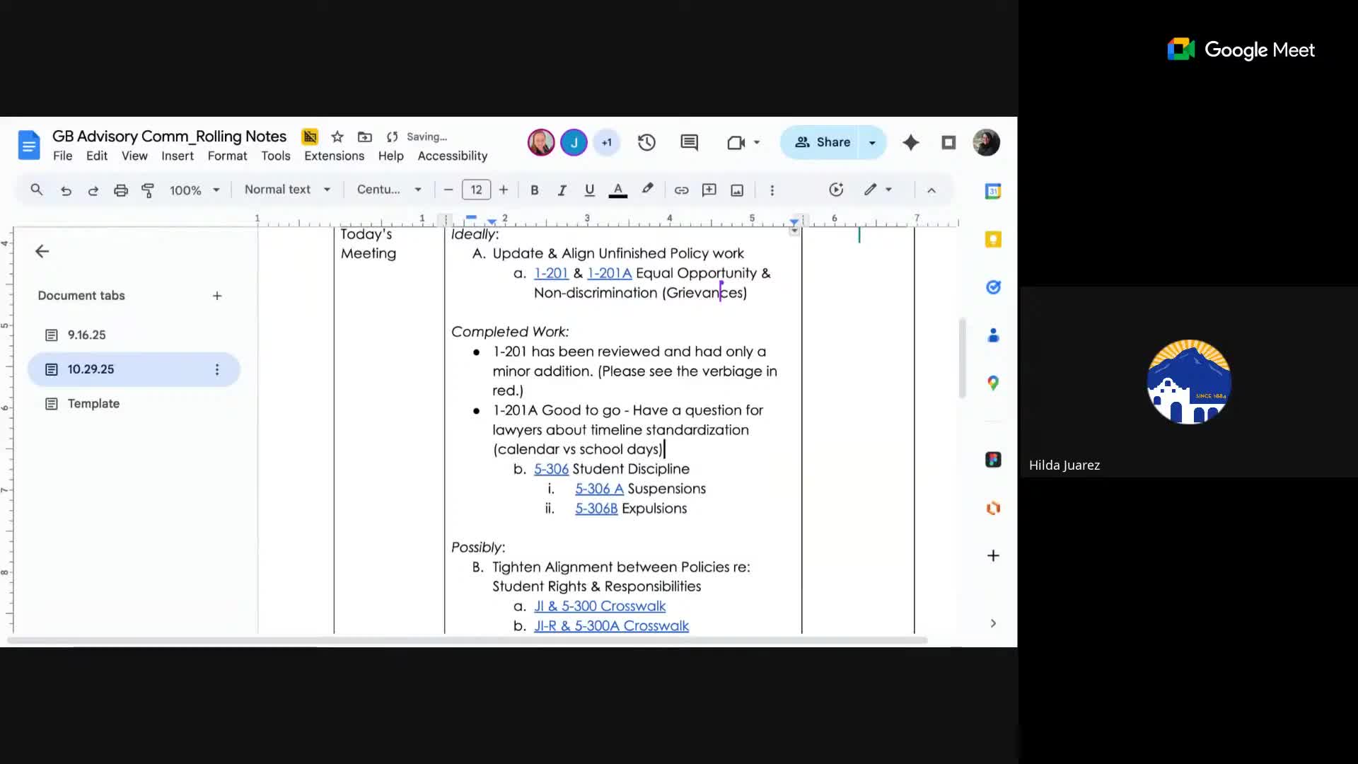 Committee reviews student discipline rewrite and teacher'removal rules; asks legal counsel about added safeguards