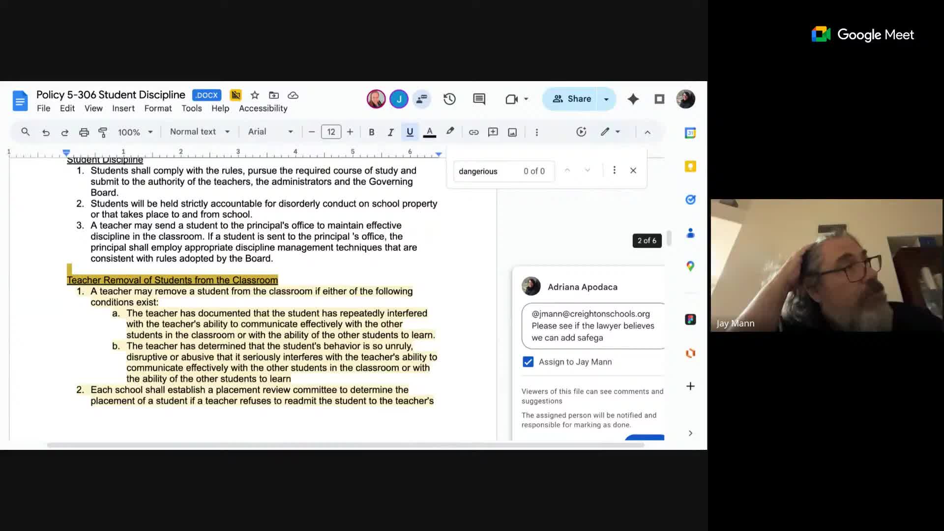 Creighton committee keeps grievance focus, asks superintendent to create separate complaint procedure; requests Title IX legal check