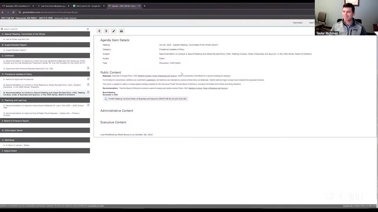 Instructional-materials committee reports eight reviewed titles; none flagged as challenging