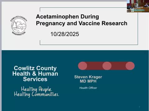 Cowlitz County health officer: evidence does not establish acetaminophen causes autism; use lowest effective dose