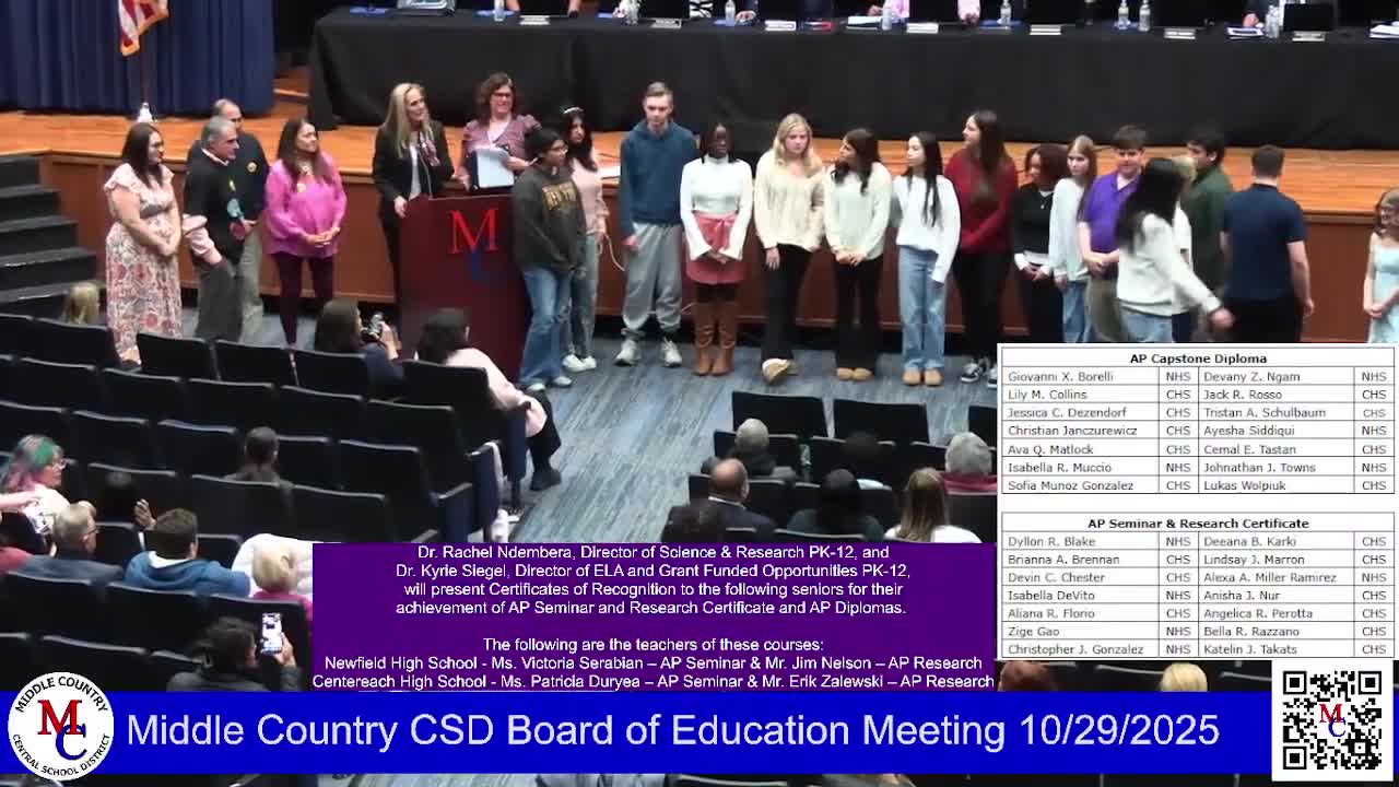 Middle Country honors students: AP Capstone distinctions, Long Island Scholar Artists and athletes of the month