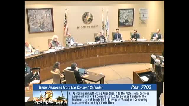 Council approves HF&H amendment to negotiate new hauling contract, prepare for SB 1383 organic-waste rules