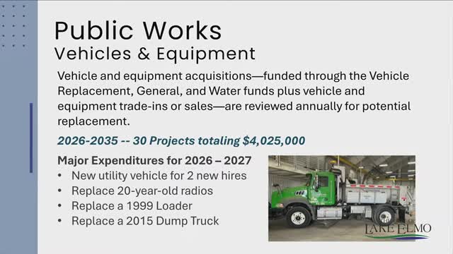 Lake Elmo staff flag aging public-works fleet, 20-year radios and shop-floor corrosion