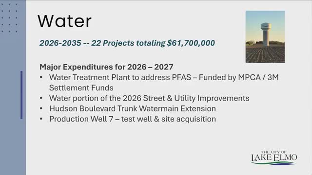 Lake Elmo outlines $61M water program and examines Tri Lakes septic rescue as part of Imagine 2050