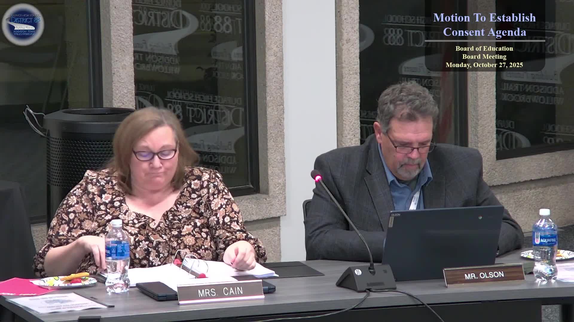 Board approves consent agenda, treasurer’s report, budget status and disposal list; moves to closed session