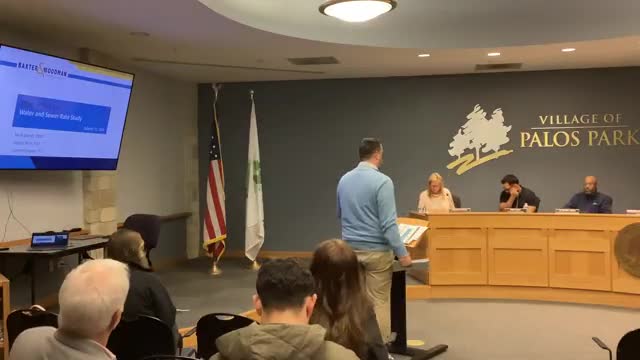 Consultants present two five‑year water and sewer rate options for Palos Park; council to review further
