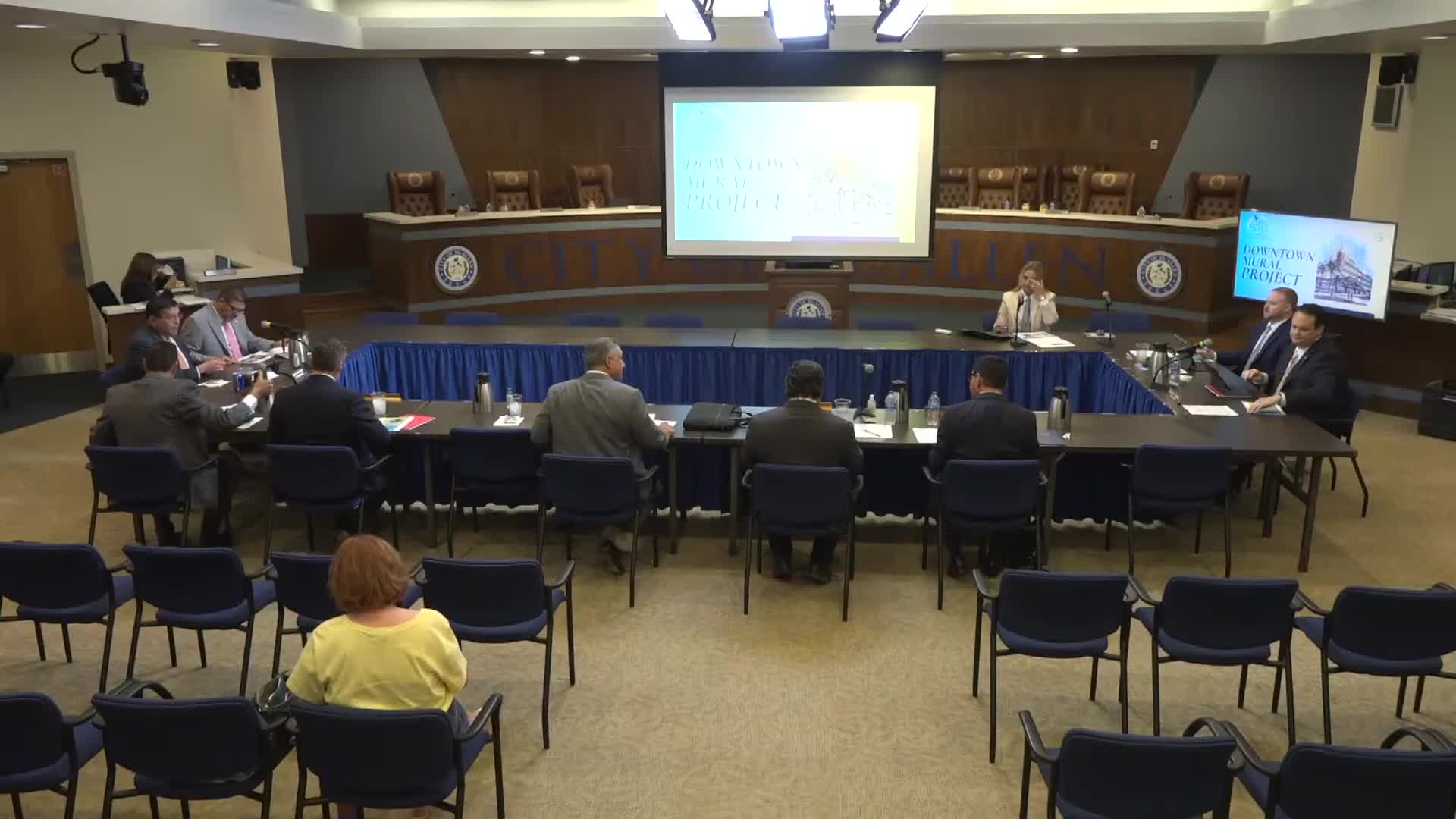 McAllen commissioners preview five downtown parking garage mural designs; offer informal preference for options 2 and 5