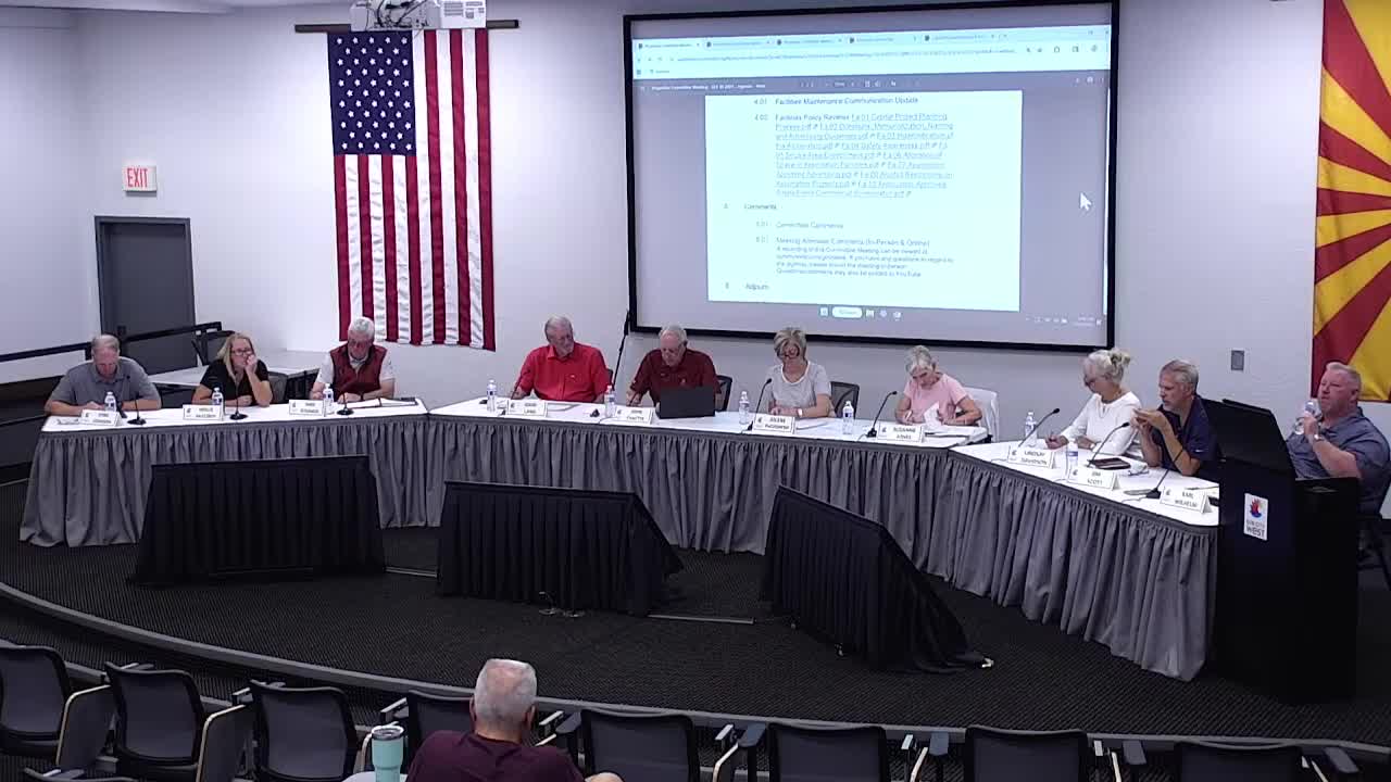 Properties committee creates FAO policies working group; raises fragrance, firearms posting and alcohol-sign rules for follow-up