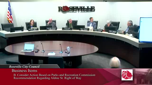 Roseville council orders feasibility study of Aldine Street right‑of‑way after months of debate
