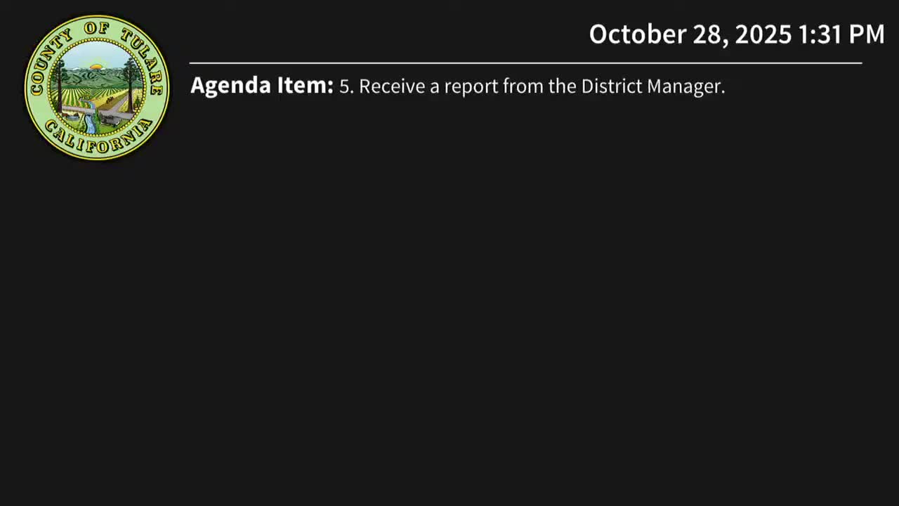 District manager details grounds work, hiring and events; board discusses maintenance RFP