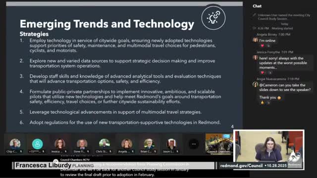 Redmond reviews final TMP chapters: e-mobility priorities, e-motorcycle outreach, maintenance costs and a fiscally constrained Transportation Facilities Plan