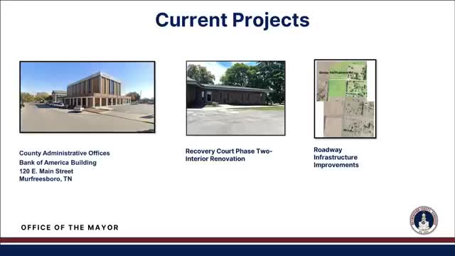 County mayor presents capital projects list; PAWS shelter space and Bank of America due diligence flagged for follow up