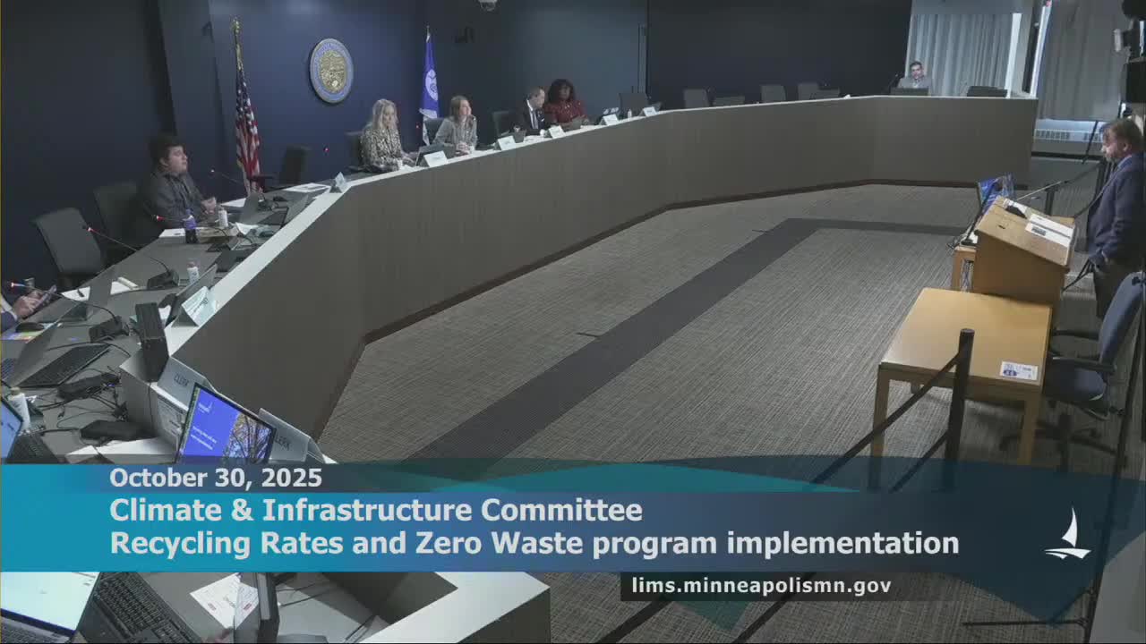 Committee reviews recycling, organics, and 0-waste actions tied to legislative directive; targets and ordinance changes planned