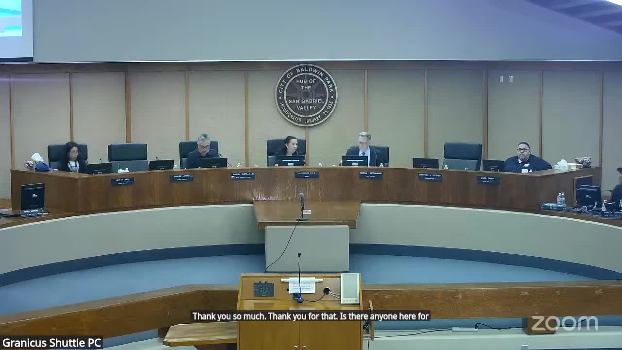 Baldwin Park City Council recesses to closed session after no public comment