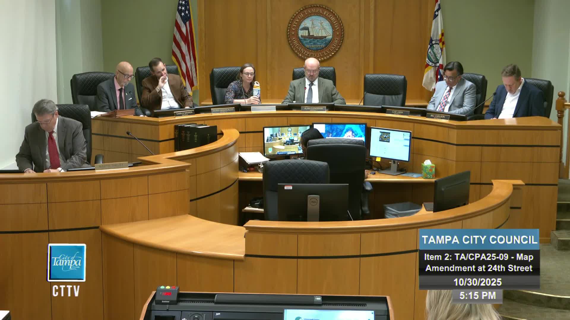 Council approves map amendment for East Ybor parcels on first reading amid debate on industrial land and coastal hazard concerns