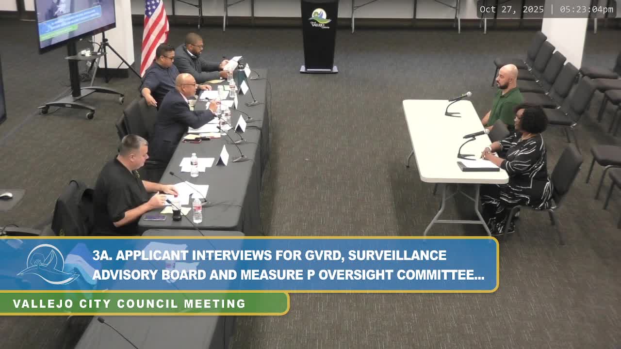 Vallejo Council interviews applicants for GVRD seats; candidates emphasize youth programs, outreach