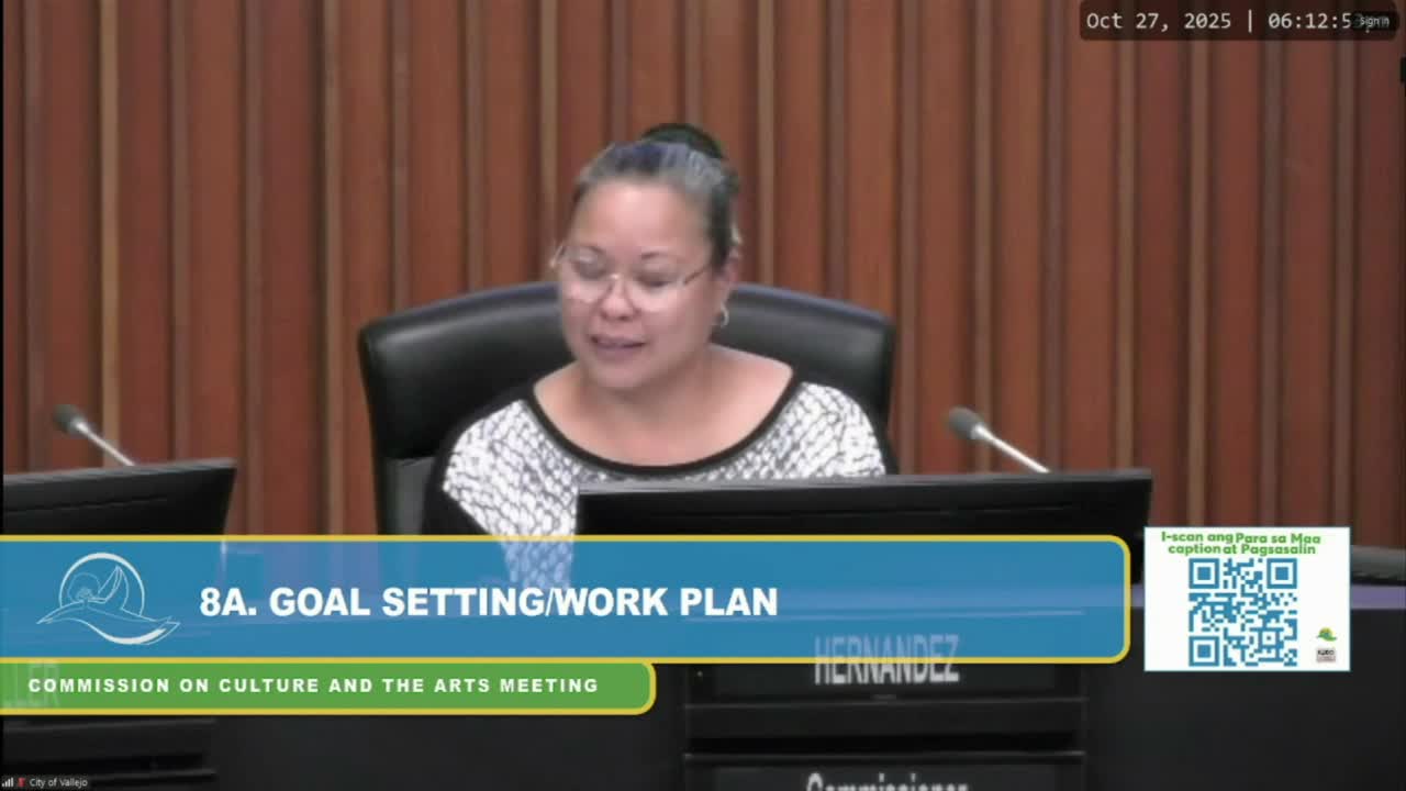 Vallejo council liaison updates commission on Broadway supportive housing, $500,000 security‑guard program and cultural‑district semifinalist status