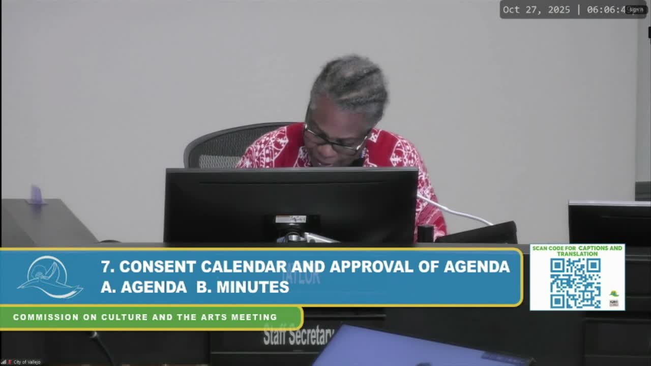 Vallejo Arts & Culture Commission forms ad hoc to finalize two‑year work plan, debates $200,000 regranting pilot