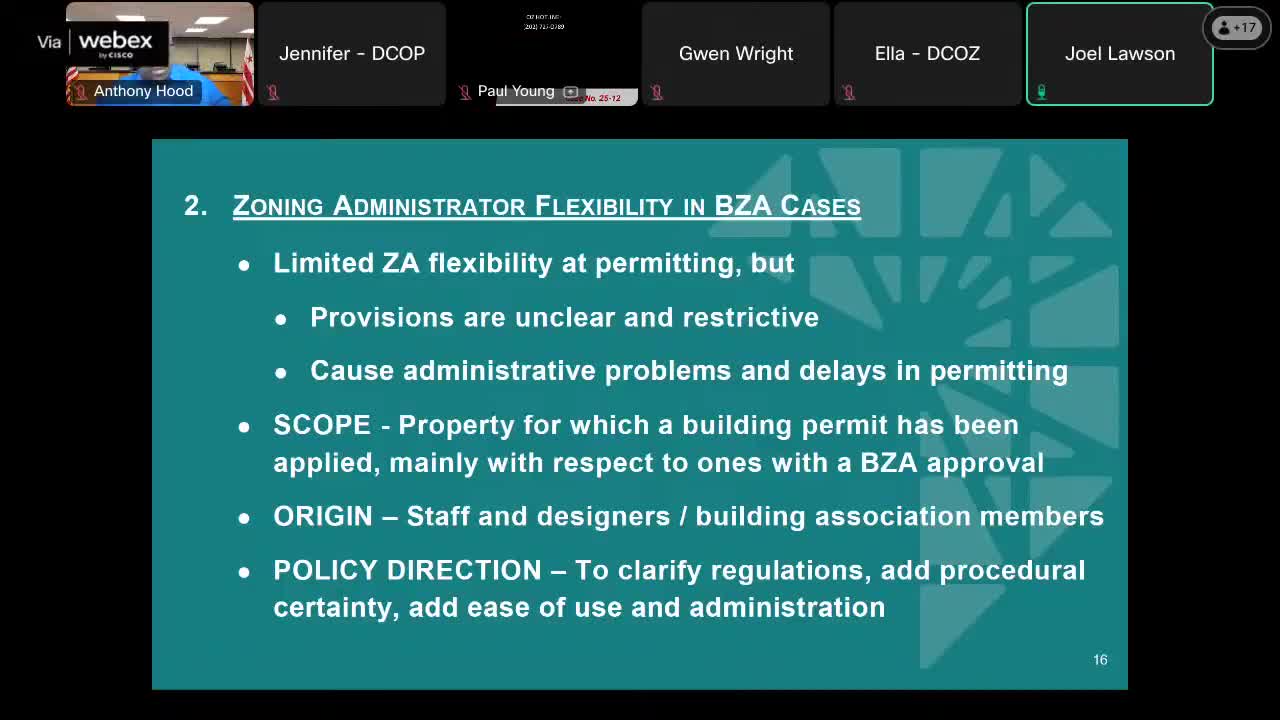 Office of Planning seeks clearer Zoning Administrator flexibility in BZA cases to speed permitting