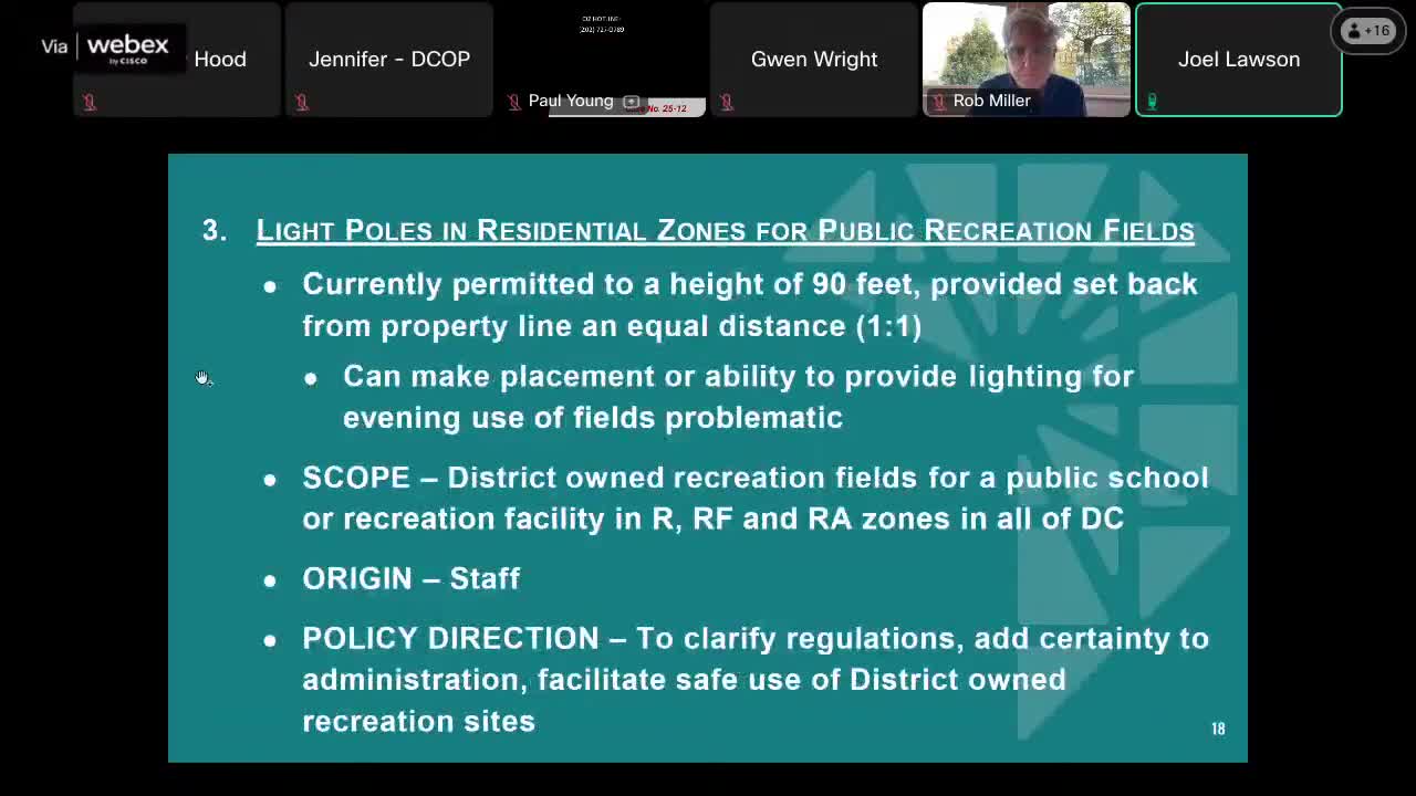 City agencies and neighbors disagree over proposed rule to allow 90-foot lights at District recreation fields without BZA review
