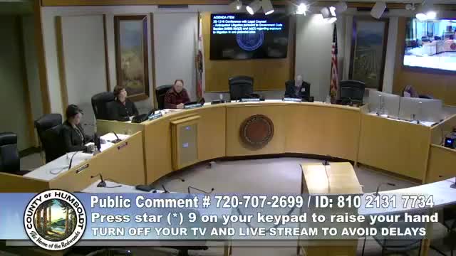 Humboldt County supervisors hold closed session on anticipated litigation; no reportable action