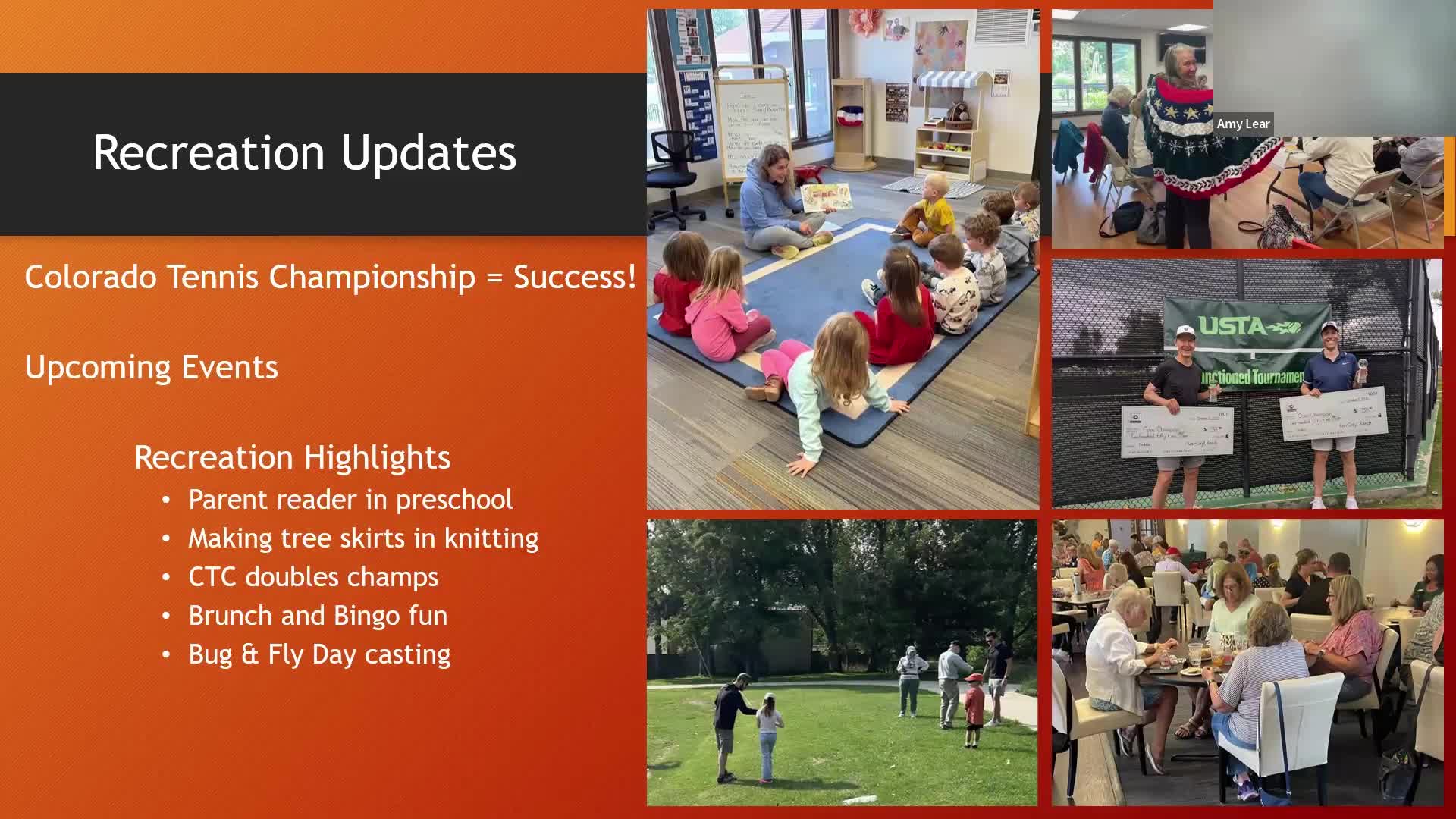 Recreation report: tennis championship draws 300 participants; staff outline program changes