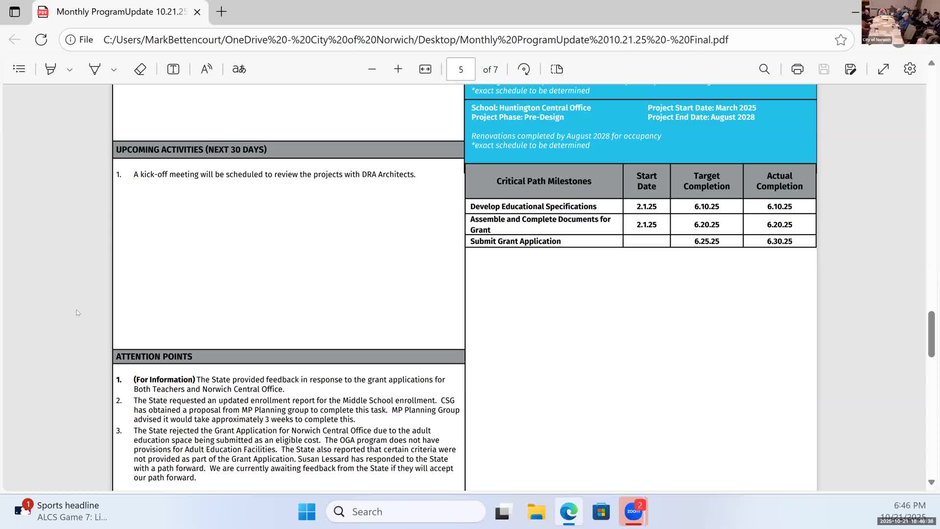 State requests force revisions to Norwich grant applications; teachers’ middle-school enrollment report and adult-education eligibility stall approvals