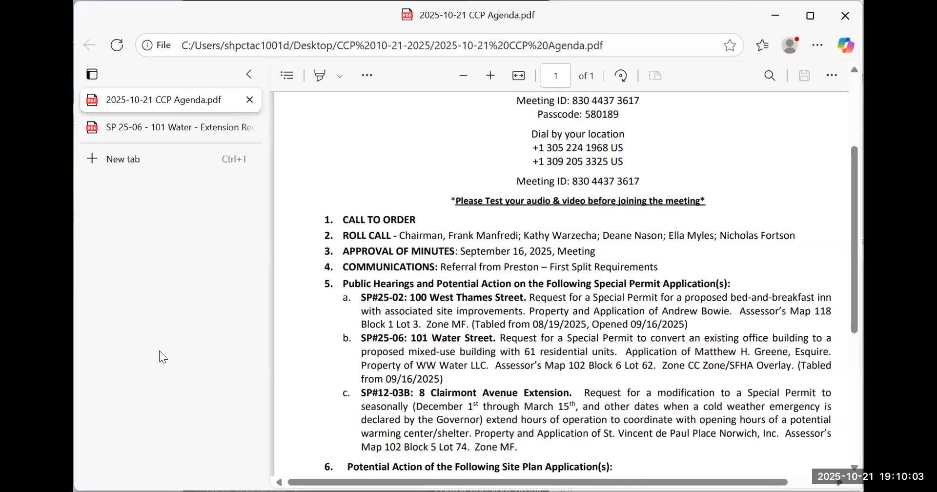 Norwich planning commission approves corrections to minutes, extends and tables multiple applications; schedules zoning‑regulations review