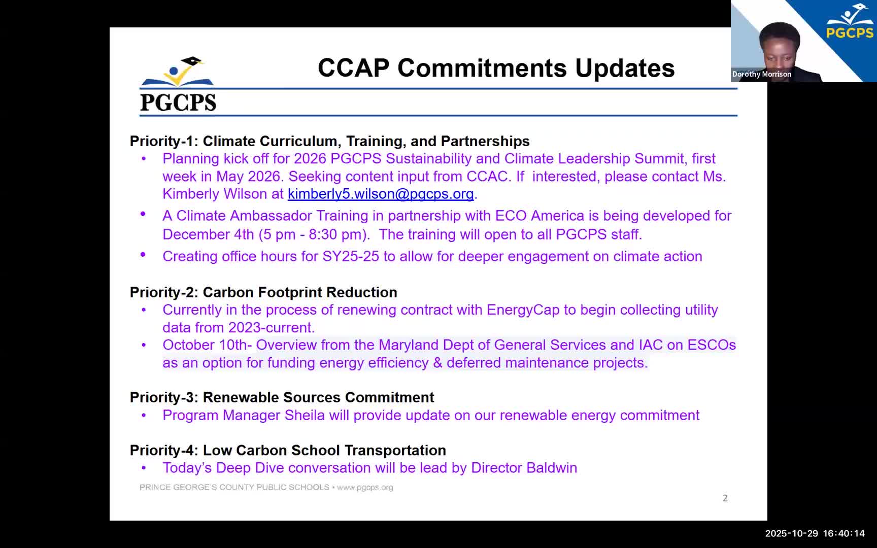 PGCPS sustainability report: composting expansion, curriculum training and Climate Leadership Summit planning