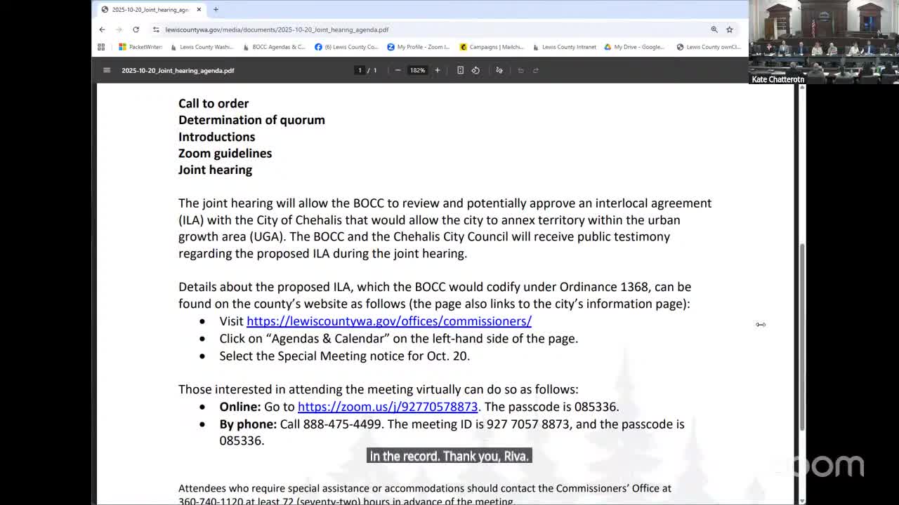 Chehalis, Lewis County hold public hearing on annexation ILA; fire funding and service impacts dominate comments