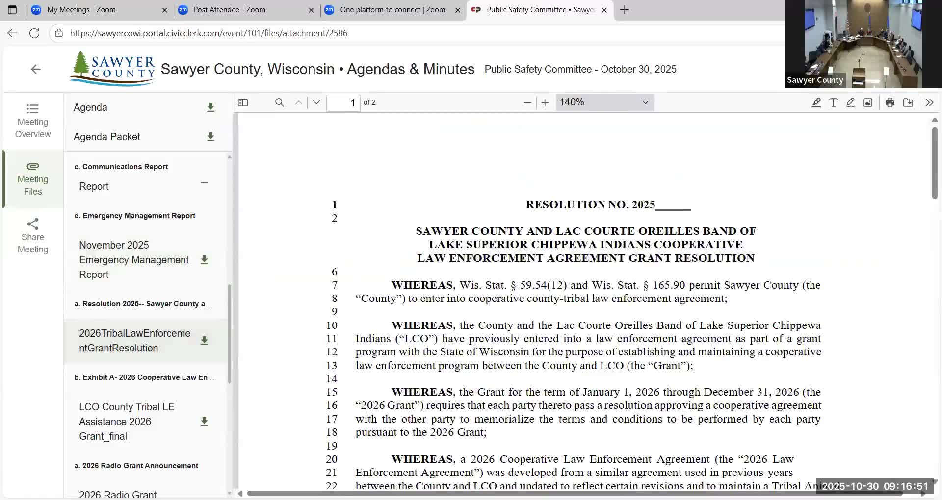 Committee approves juror pay increase, tribal cooperative law-enforcement grant and FY2026 radio grant