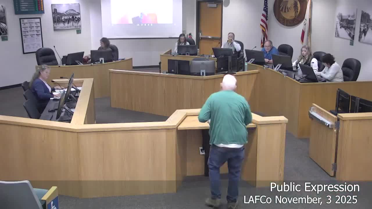 Resident alleges Brown Act concerns as LAFCO processes Redwood Valley annexation; staff says CEQA review, tax-share still pending