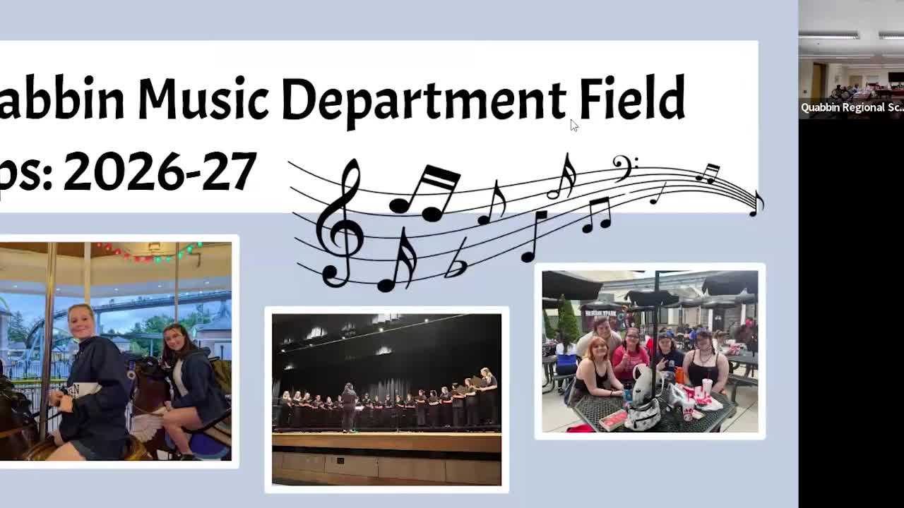 School committee approves music‑department trips to New York and Orlando; boosters to begin fundraising