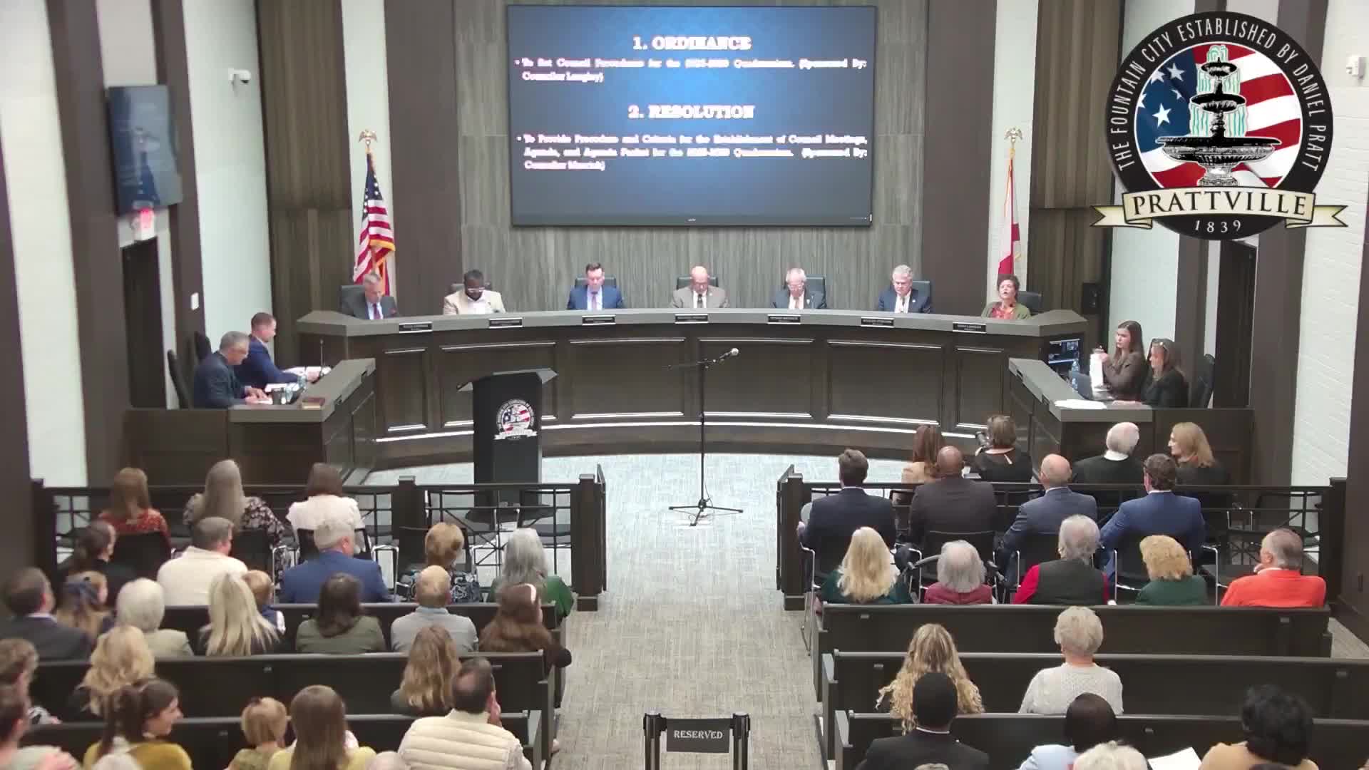 Prattville council adopts procedures ordinance; extends public comment to five minutes and cites Alabama executive-session statute