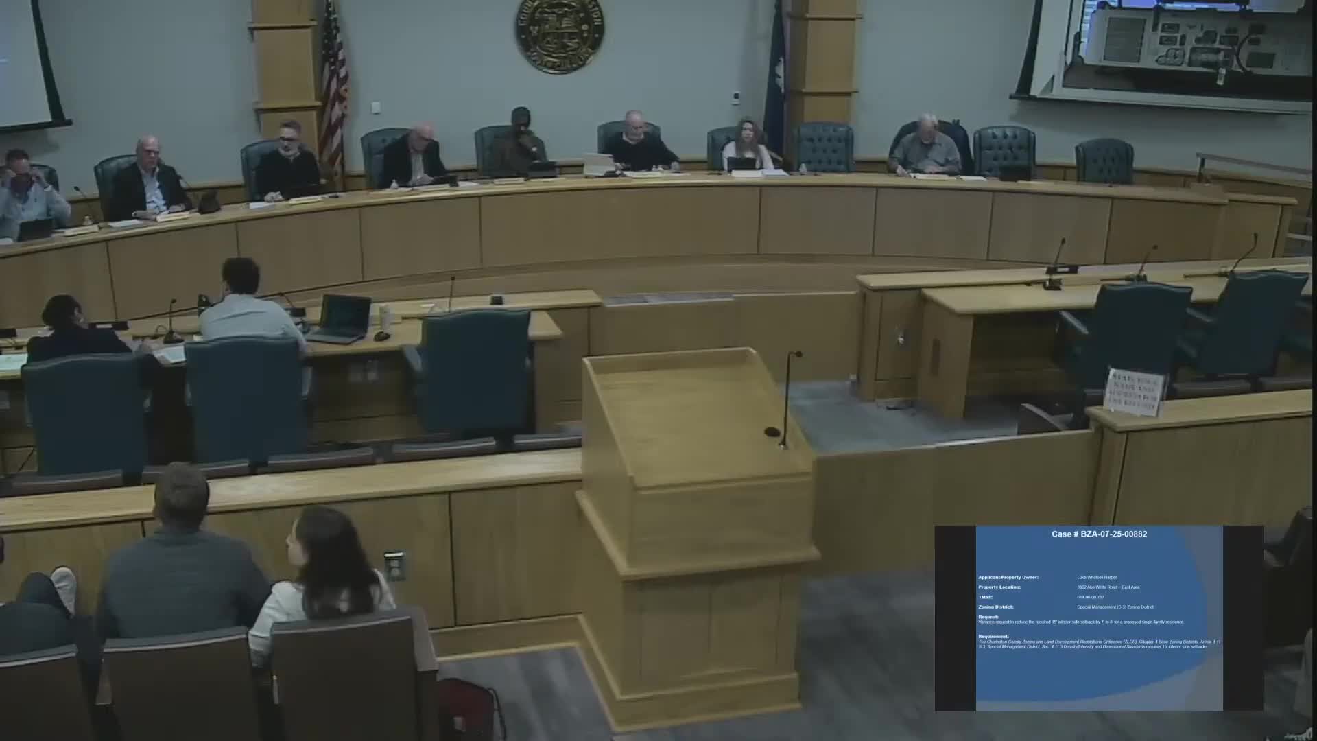 Charleston County BZA grants setback variance for 3862 Abe White Road after applicant narrows request