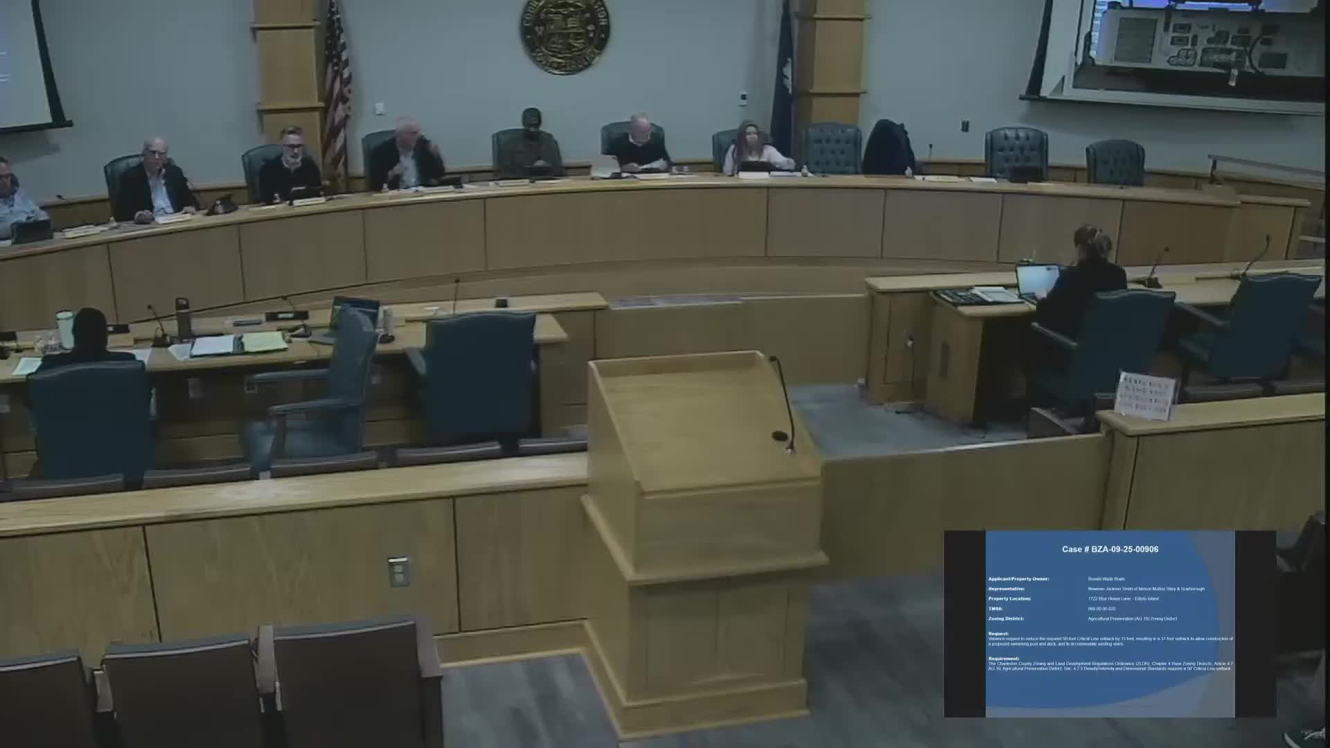 BZA grants pool setback variance at 7722 Blue House Lane with landscape plan condition