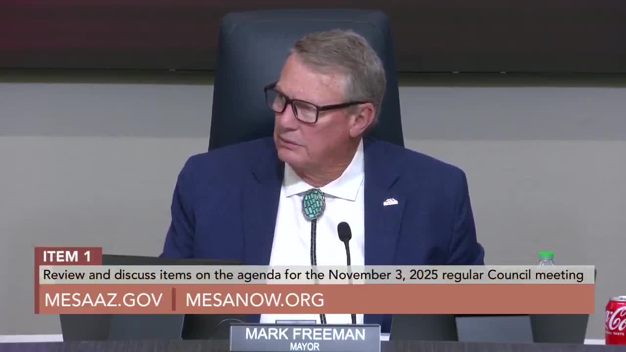 Mesa council staffs recommendation to continue item 4(f) to Nov. 17 receives verbal support