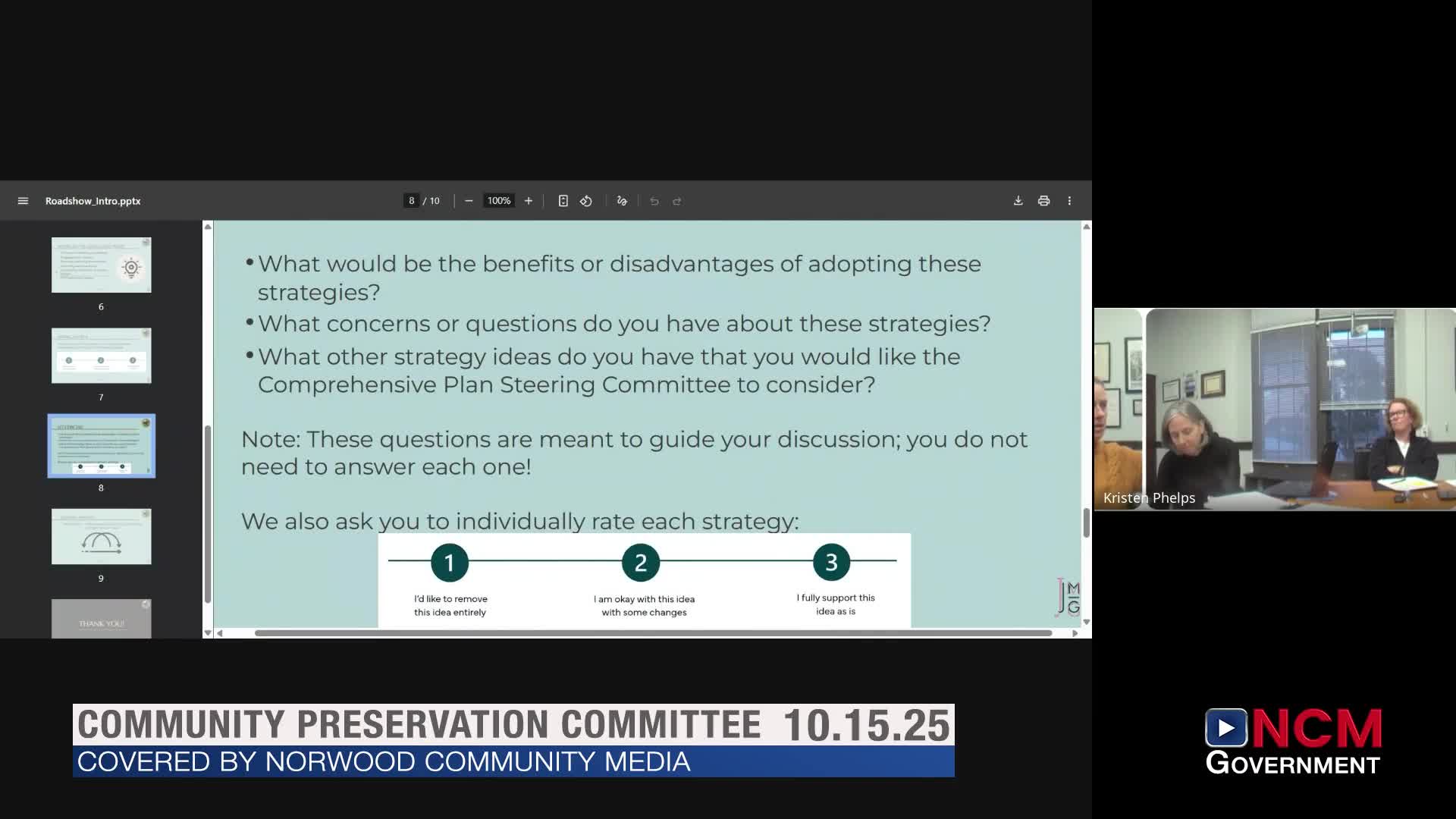 Norwood CPC adopts shared spreadsheet to rate comprehensive-plan strategies