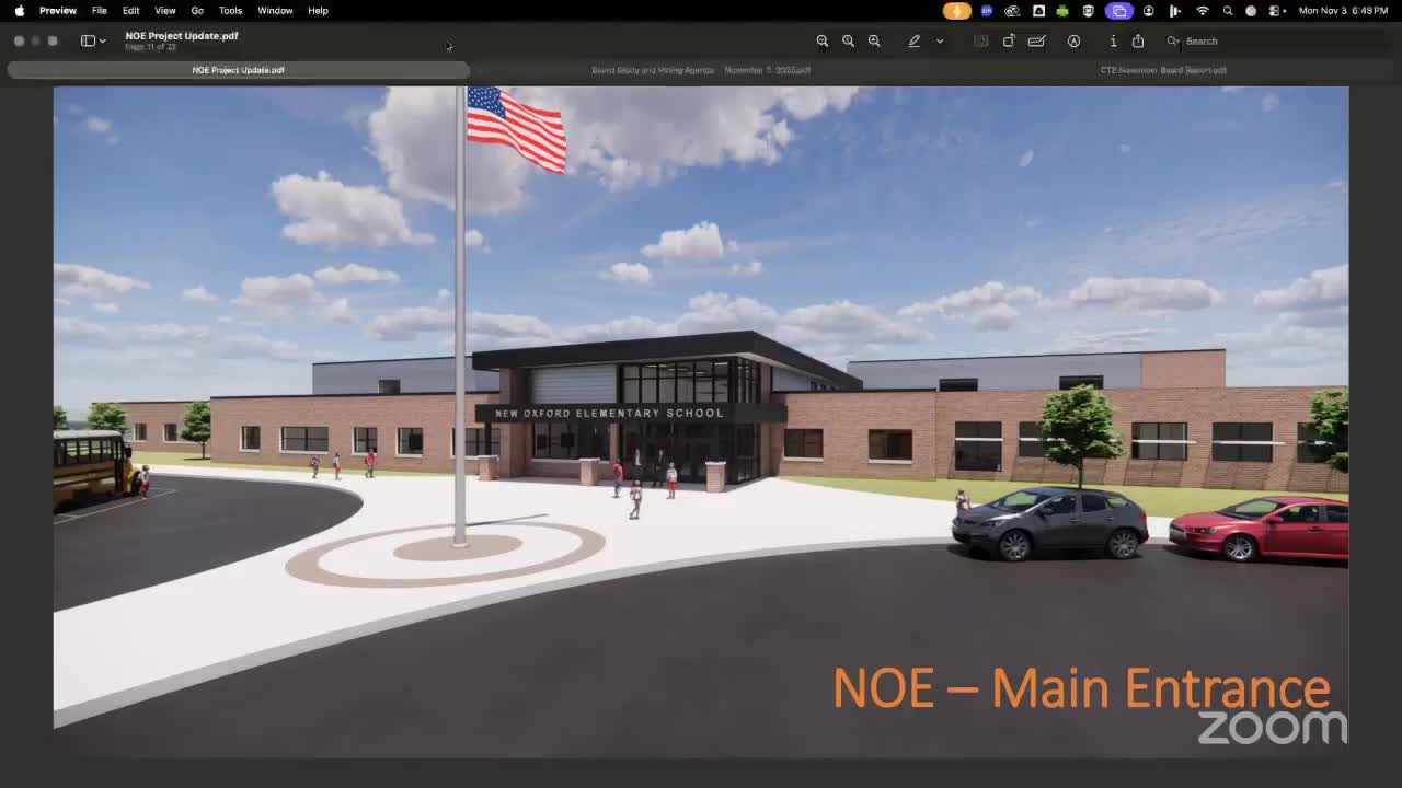 Conewago Township Elementary classroom‑wing addition advancing; several pending change orders noted